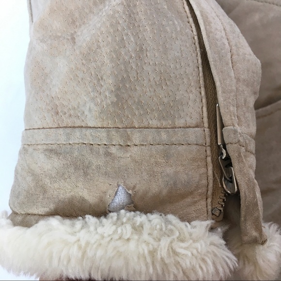 Cozy Shearling Sherpa Suede Hoodie Coat Jacket Medium - Picture 8 of 8